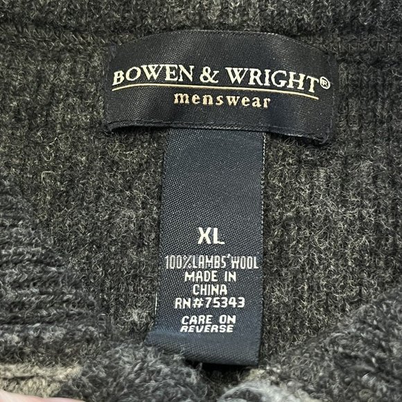 Bowen & Wright Mens  Size XL Black Lambs Wool Sweater 4 Button Mock Neck - Picture 9 of 10
